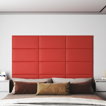 Zidne ploče od umjetne kože 12 kom crvene 60 x 30 cm 2,16 m² 343857