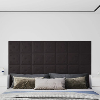 Zidne ploče od umjetne kože 12 kom crne 30 x 30 cm 1,08 m² 343974