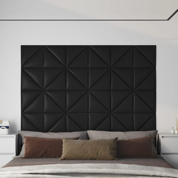 Zidne ploče od umjetne kože 12 kom crne 30 x 30 cm 0,54 m² 343939