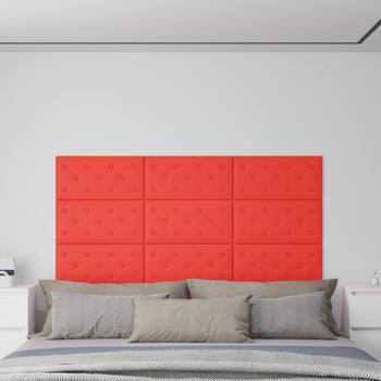 Zidne ploče od umjetne kože 12 kom crvene 60 x 30 cm 2,16 m² 343990