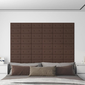 Zidne ploče od umjetne kože 12 kom smeđe 30 x 15 cm 0,54 m² 343973