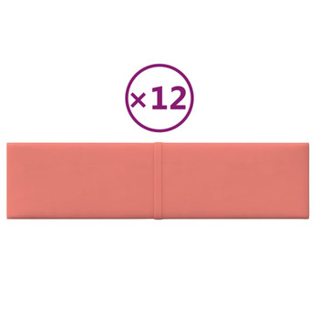 Zidne ploče baršunaste 12 kom ružičaste 60 x 15 cm 1,08 m² 344066