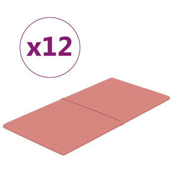 Zidne ploče baršunaste 12 kom ružičasti 60 x 30 cm 2,16 m² 344087