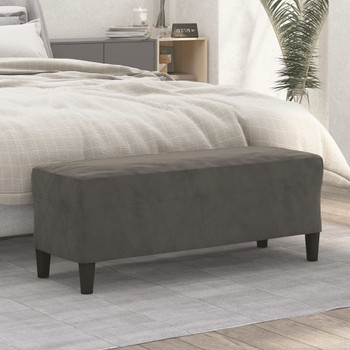 Klupa tamnosiva 100 x 35 x 41 cm baršunasti 349422