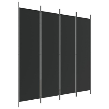 Sobna pregrada s 4 panela crna 200 x 200 cm od tkanine 350185