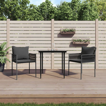 Vrtne stolice s jastucima 2 kom crne 54x61x83 cm od poliratana 364101