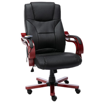 Masažna uredska stolica od prave kože crna 20581