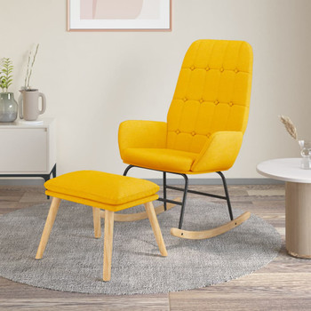 Stolica za ljuljanje s osloncem za noge od tkanine boja senfa 3097711