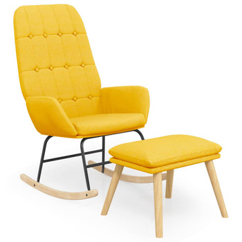 Stolica za ljuljanje s osloncem za noge od tkanine boja senfa 3097711
