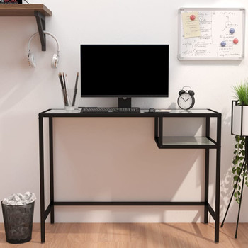 Stol za računalo bijeli mramor 100x36x74 cm od kaljenog stakla 331624