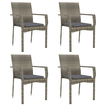 Vrtne stolice s jastucima 4 kom od poliratana sive 319884
