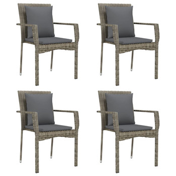 Vrtne stolice s jastucima 4 kom od poliratana sive 319880