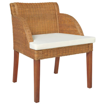 Blagovaonska stolica s jastukom svjetlosmeđa prirodni ratan 325486