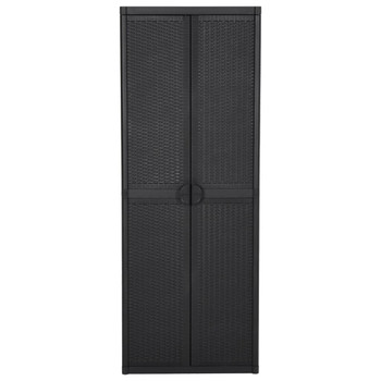 Vrtni ormarić za pohranu crni 65 x 45 x 172 cm PP ratan 151237