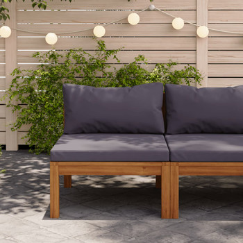 Modularna srednja sofa s tamnosivim jastucima bagremovo drvo 316288