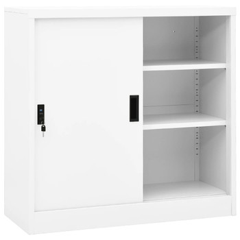 Uredski ormarić s kliznim vratima bijeli 90x40x90 cm čelični 335950