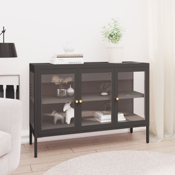 Komoda antracit 105 x 35 x 70 cm od čelika i stakla 336069