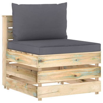 Modularna srednja sofa s jastucima od zeleno impregniranog drva 3074507