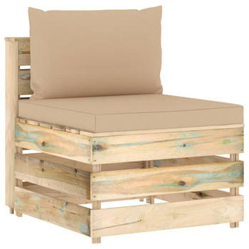 Modularna srednja sofa s jastucima od zeleno impregniranog drva 3074510