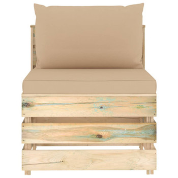 Modularna srednja sofa s jastucima od zeleno impregniranog drva 3074510