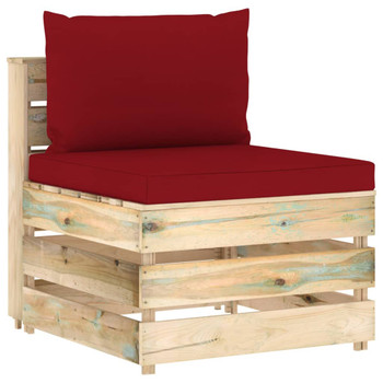 Modularna srednja sofa s jastucima od zeleno impregniranog drva 3074516