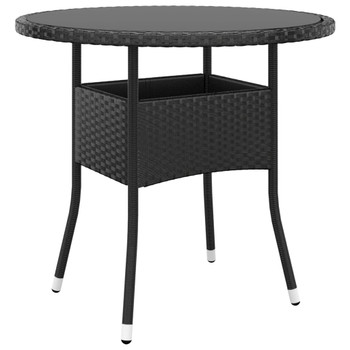 Vrtni stol Ø 80 x 75 cm od kaljenog stakla i poliratana crni 310604