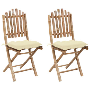 Sklopive vrtne stolice s jastucima 2 kom od bambusa 3064004