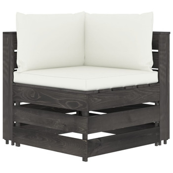 Modularna kutna sofa s jastucima od sivo impregniranog drva 3068110