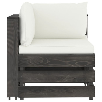Modularna kutna sofa s jastucima od sivo impregniranog drva 3068110