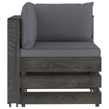 Modularna kutna sofa s jastucima od sivo impregniranog drva 3068108