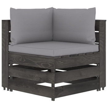 Modularna kutna sofa s jastucima od sivo impregniranog drva 3068109