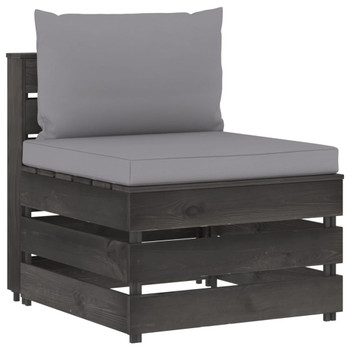 Modularna srednja sofa s jastucima od sivo impregniranog drva 3068121