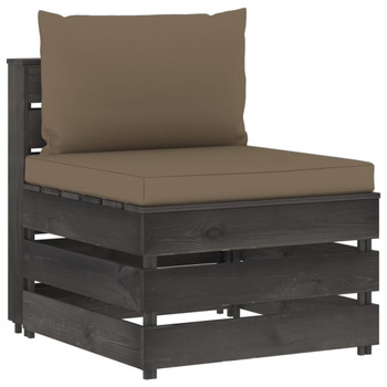 Modularna srednja sofa s jastucima od sivo impregniranog drva 3068128