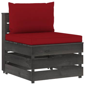Modularna srednja sofa s jastucima od sivo impregniranog drva 3068129