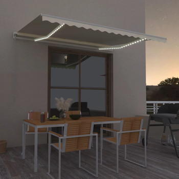 Tenda na ručno uvlačenje s LED svjetlima 400 x 350 cm krem 3068982