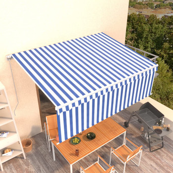 Tenda na ručno uvlačenje s roletom 4,5 x 3 m plavo-bijela 3069316