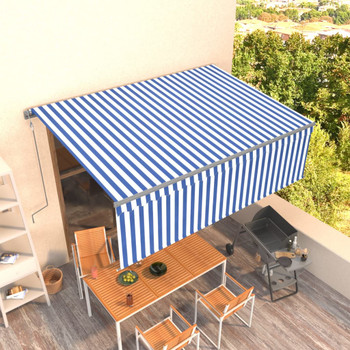 Automatska tenda na uvlačenje s roletom 4,5 x 3 m plavo-bijela 3069446