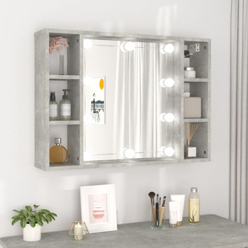 Kupaonski ormarić s ogledalom LED boja betona 76 x 15 x 55 cm 808859