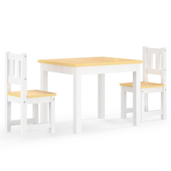 3-dijelni set dječjeg stola i stolica bijeli i bež MDF 10410