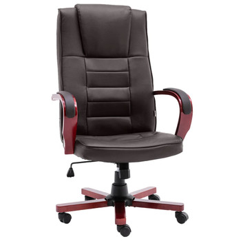 Uredska stolica od prave kože smeđa 20558