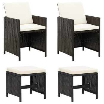 4-dijelni set vrtnih stolica i stolaca od poliratana crni 316751