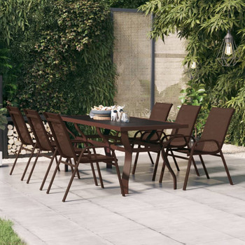 Vrtni stol smeđe-crni 180 x 80 x 70 cm od čelika i stakla 318773
