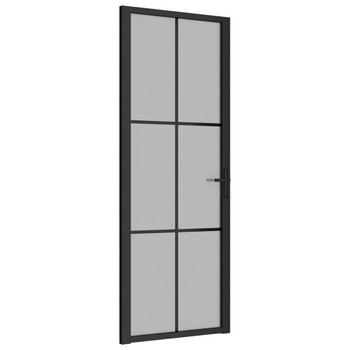Unutarnja vrata 76 x 201,5 cm crna od mat stakla i aluminija 350556