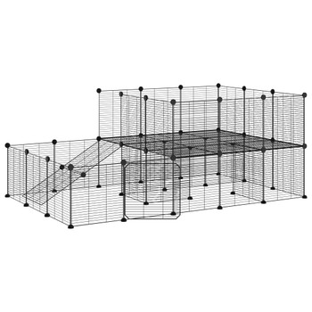 Kavez za ljubimce s 44 panela i vratima crni 35 x 35 cm čelični 3114063