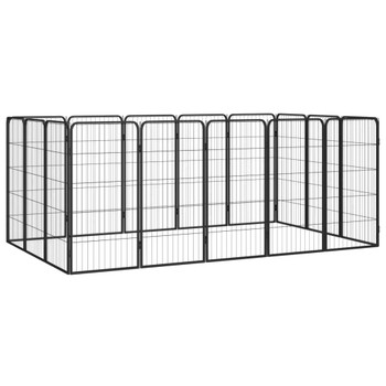 Ograda za pse s 16 panela crna 50 x 100 cm čelik obložen prahom 3115960