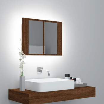 LED ormarić s ogledalom smeđa boja hrasta 60x12x45 cm drveni 822843