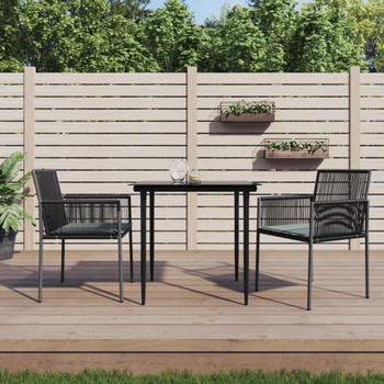 Vrtne stolice s jastucima 2 kom crne 54x60,5x83,5 cm poliratan 364102