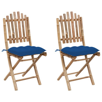 Sklopive vrtne stolice s jastucima 2 kom od bambusa 3064012