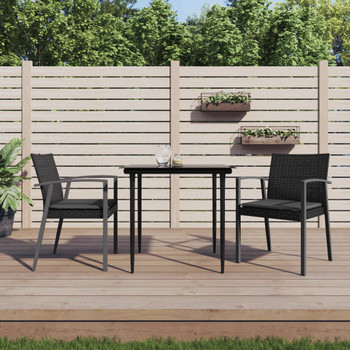Vrtne stolice s jastucima 2 kom crne 56,5x57x83 cm poliratan 364096
