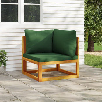 Modularna kutna sofa sa zelenim jastucima masivno drvo bagrema 360020